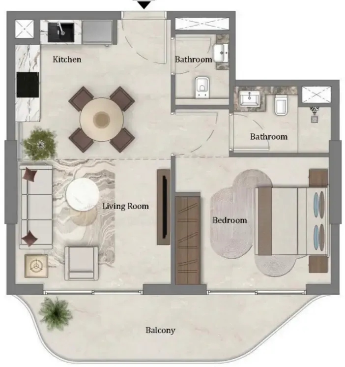 1 bedroom Apartments floor plan at Mirari Lagoon by Zoya