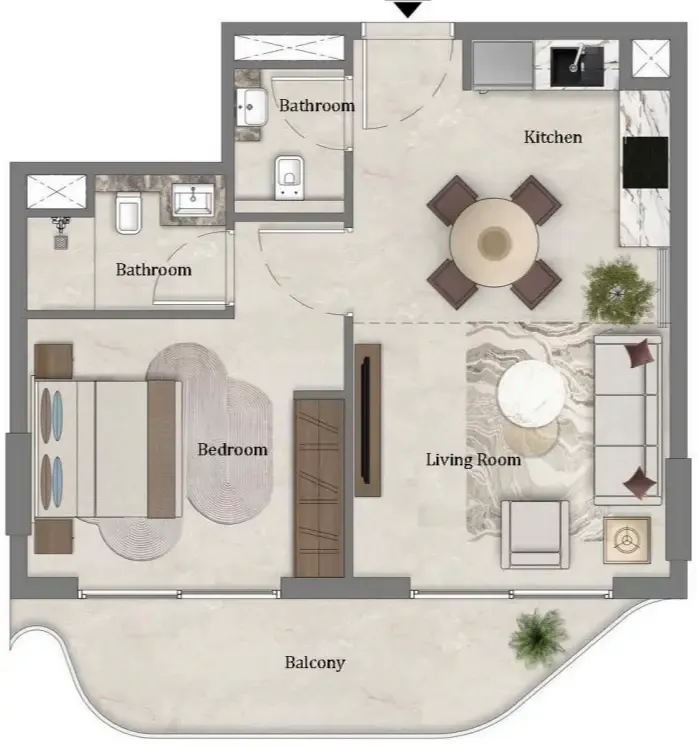 1 bedroom Apartments floor plan at Mirari Lagoon by Zoya