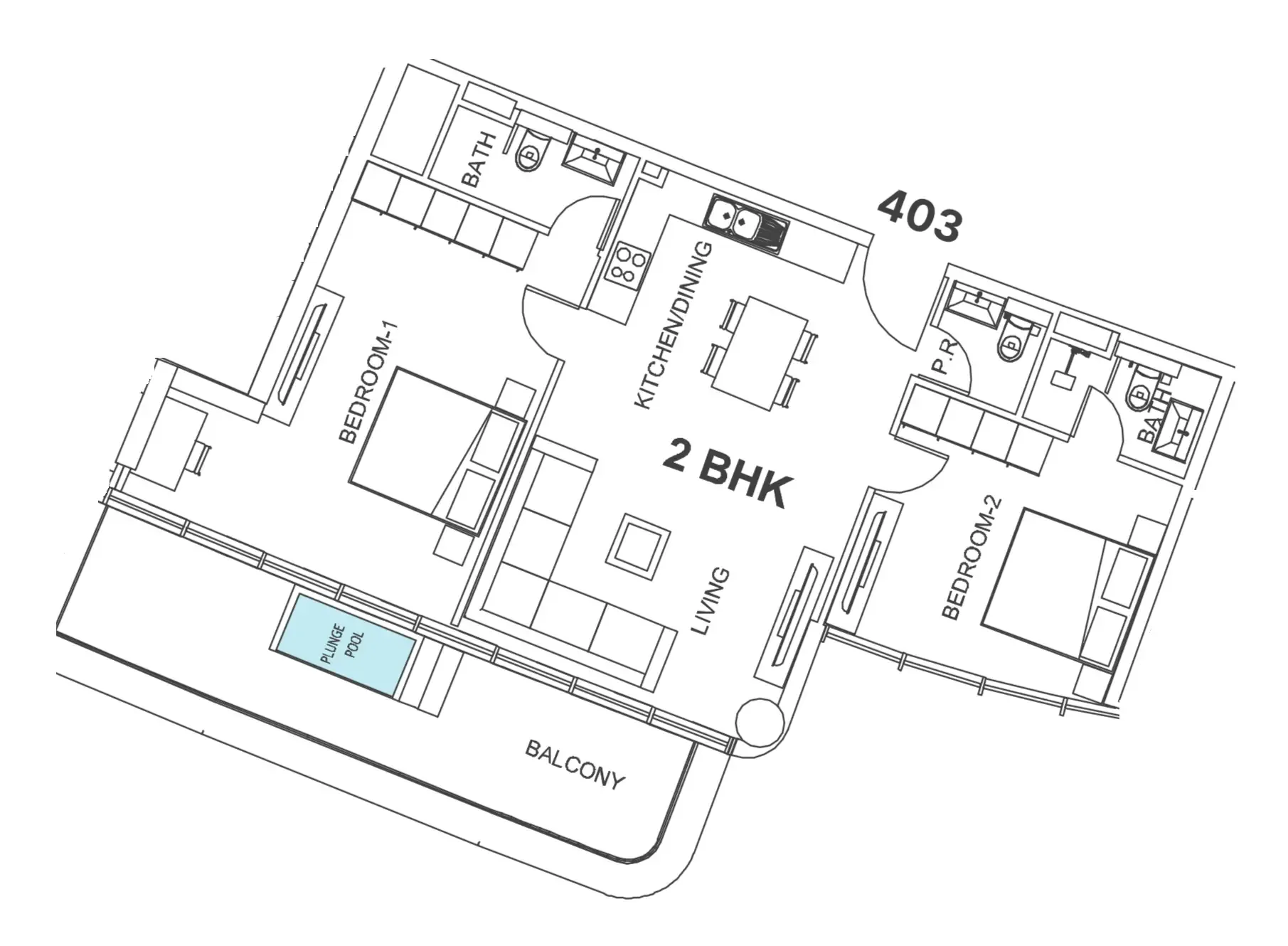 2 bedroom Apartments floor plan at Villa Del Garda