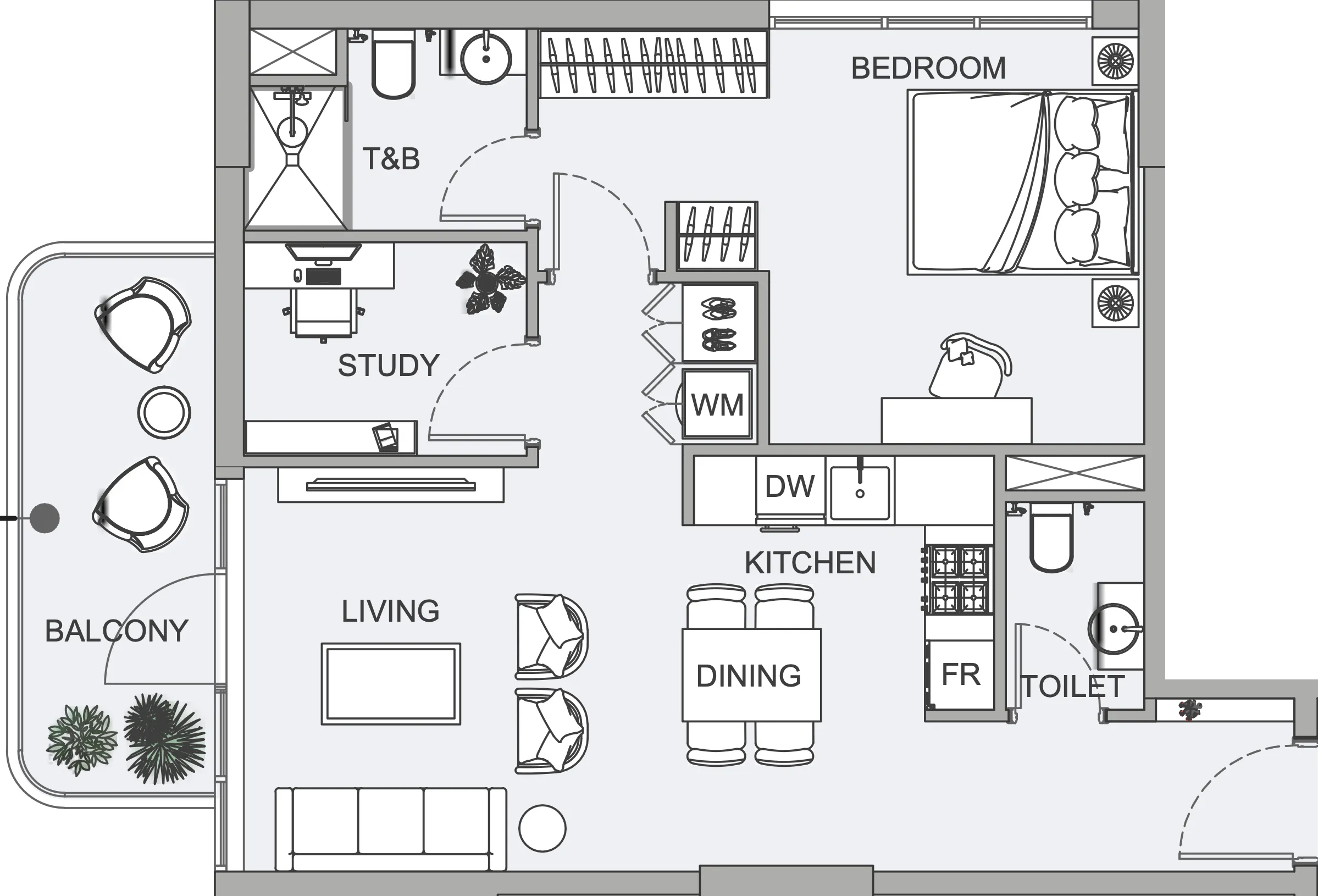 1.5 bedroom Apartments floor plan at TETR1S Tower