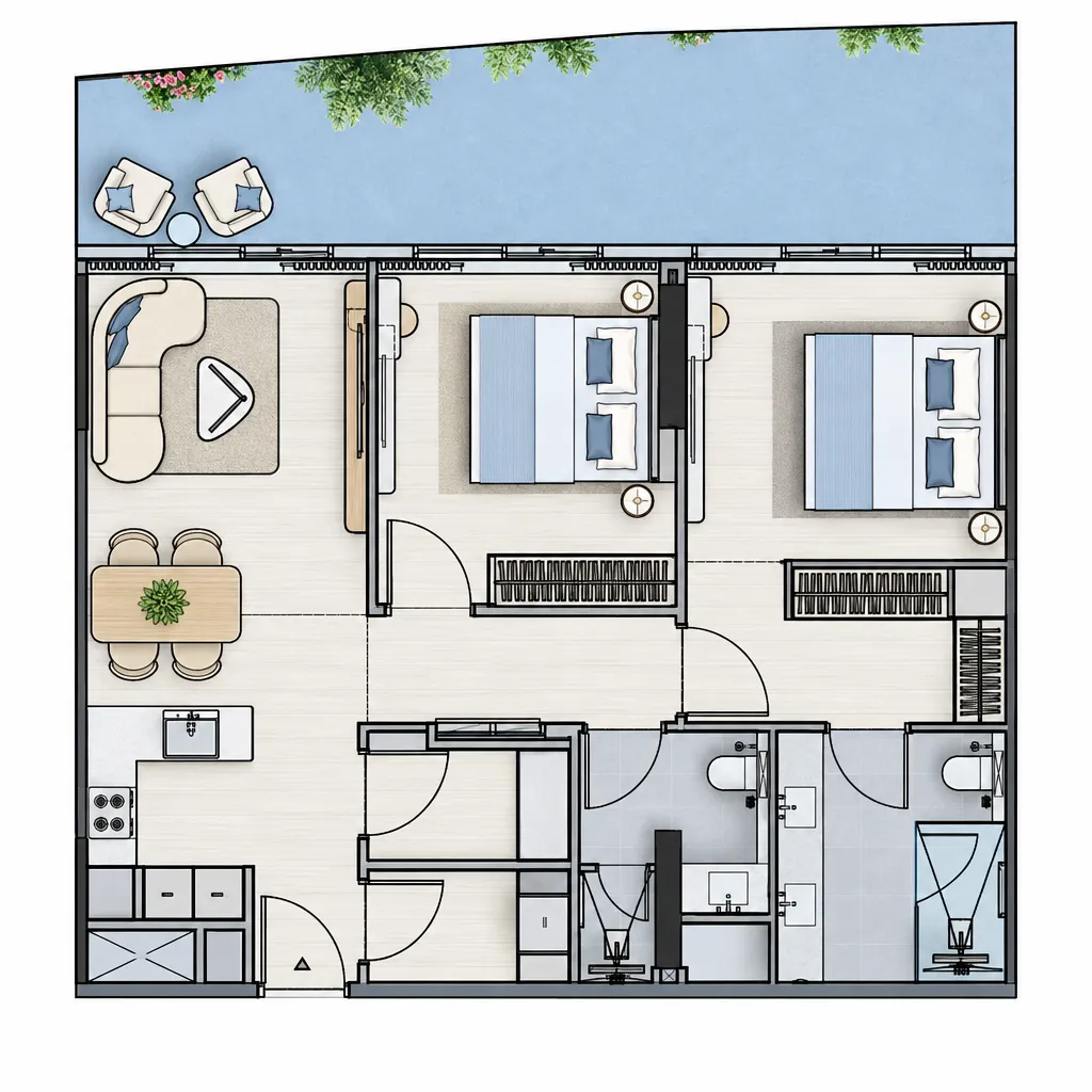 2 bedroom Apartments floor plan at Rabdan Avenue