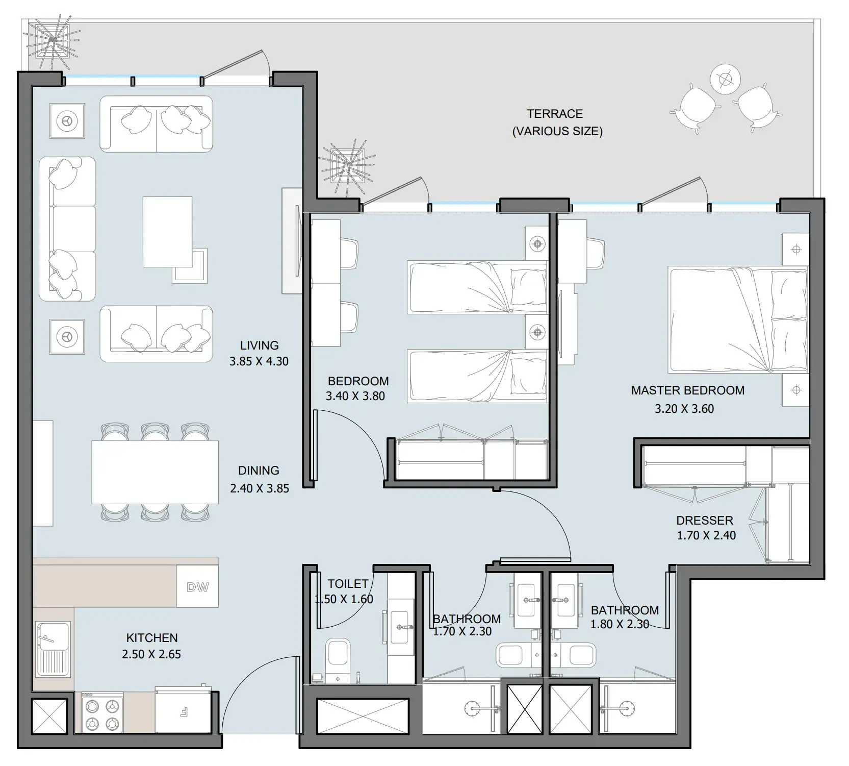 2 bedroom Apartments floor plan at The District