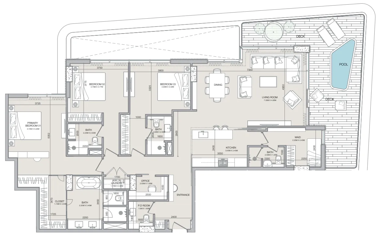 3 bedroom Apartments floor plan at Isolana Residences