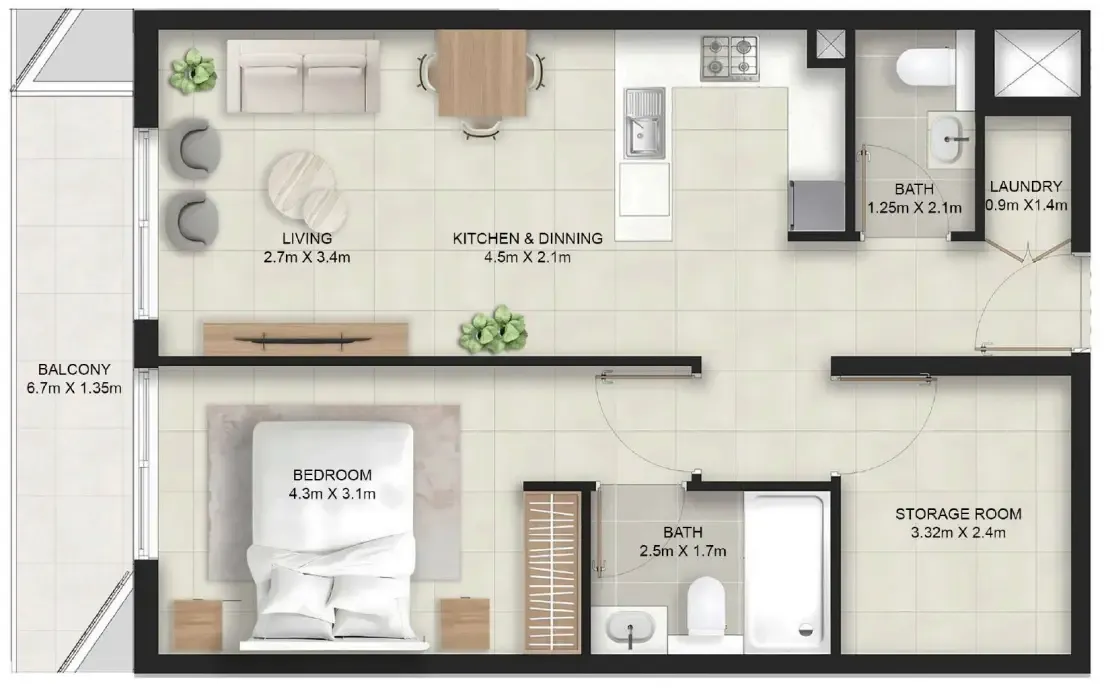 1 bedroom Apartments floor plan at Stellar Axis