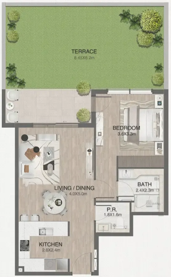 1 bedroom Apartments floor plan at One by Nine