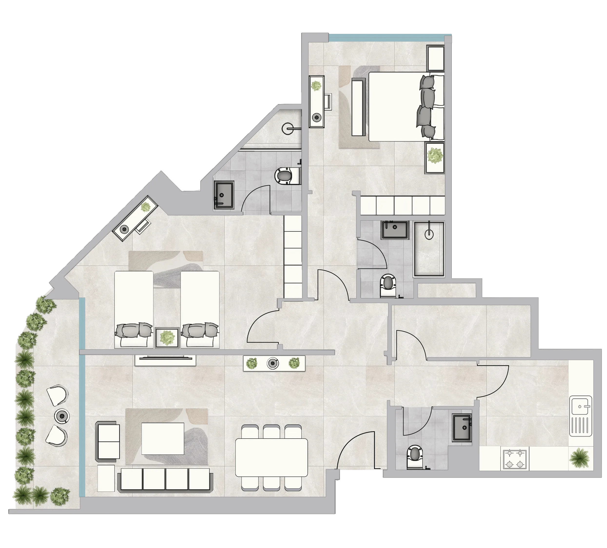 2 bedroom Apartments floor plan at Infinity Tower