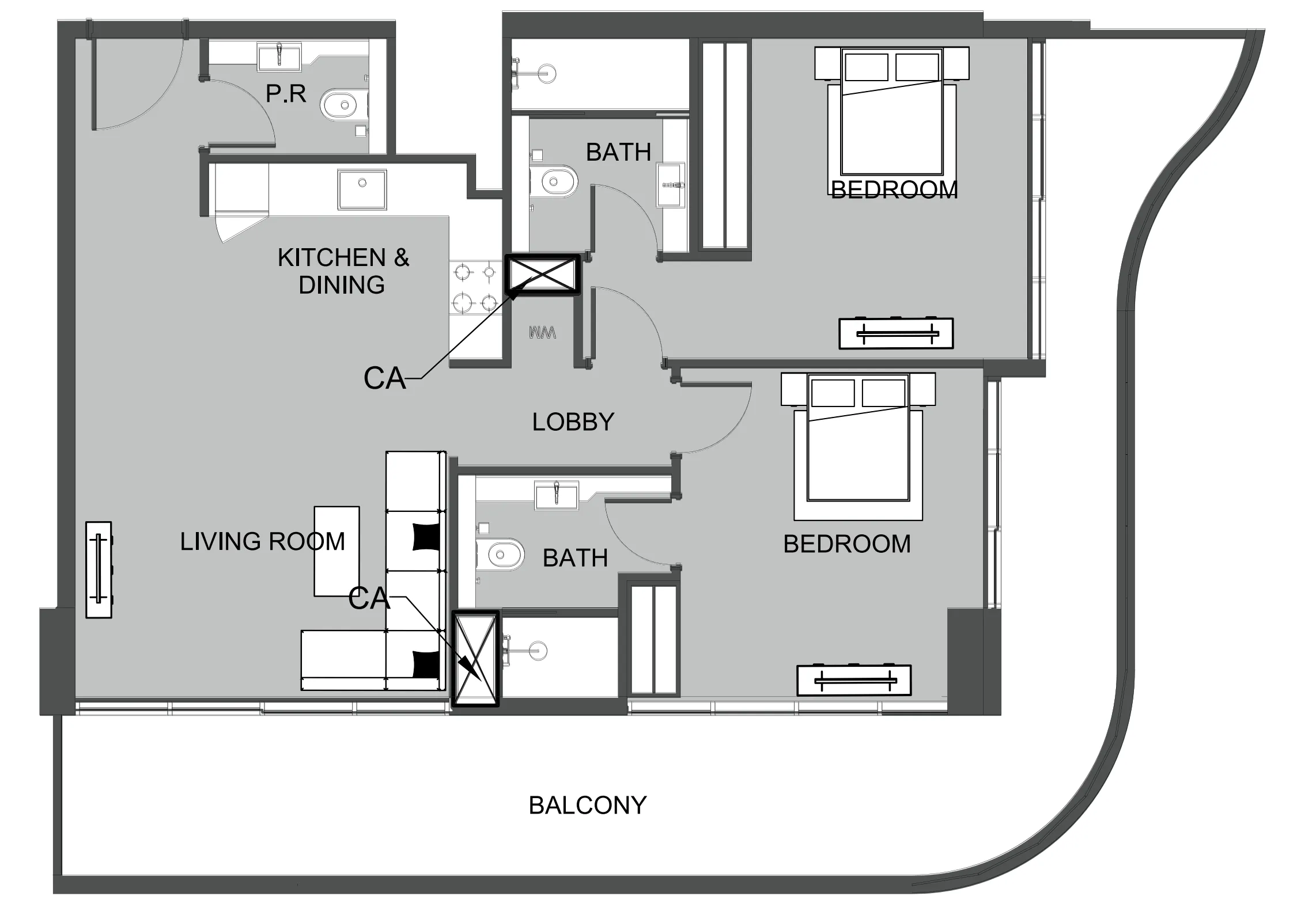 2 bedroom Apartments floor plan at The Boulevard