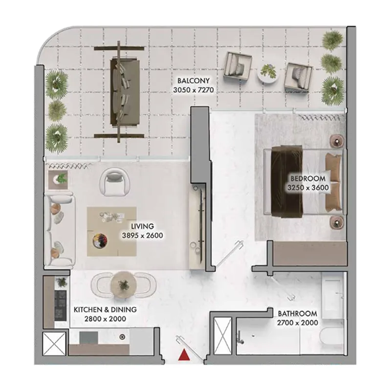 1 bedroom Apartments floor plan at Elmora