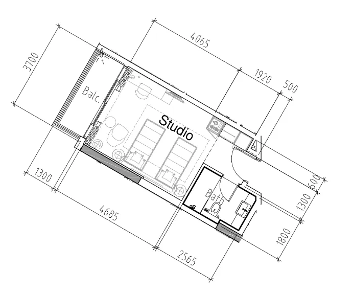 0 bedroom Apartments floor plan at Damac Hills 2 - Hotel Edge by Rotana