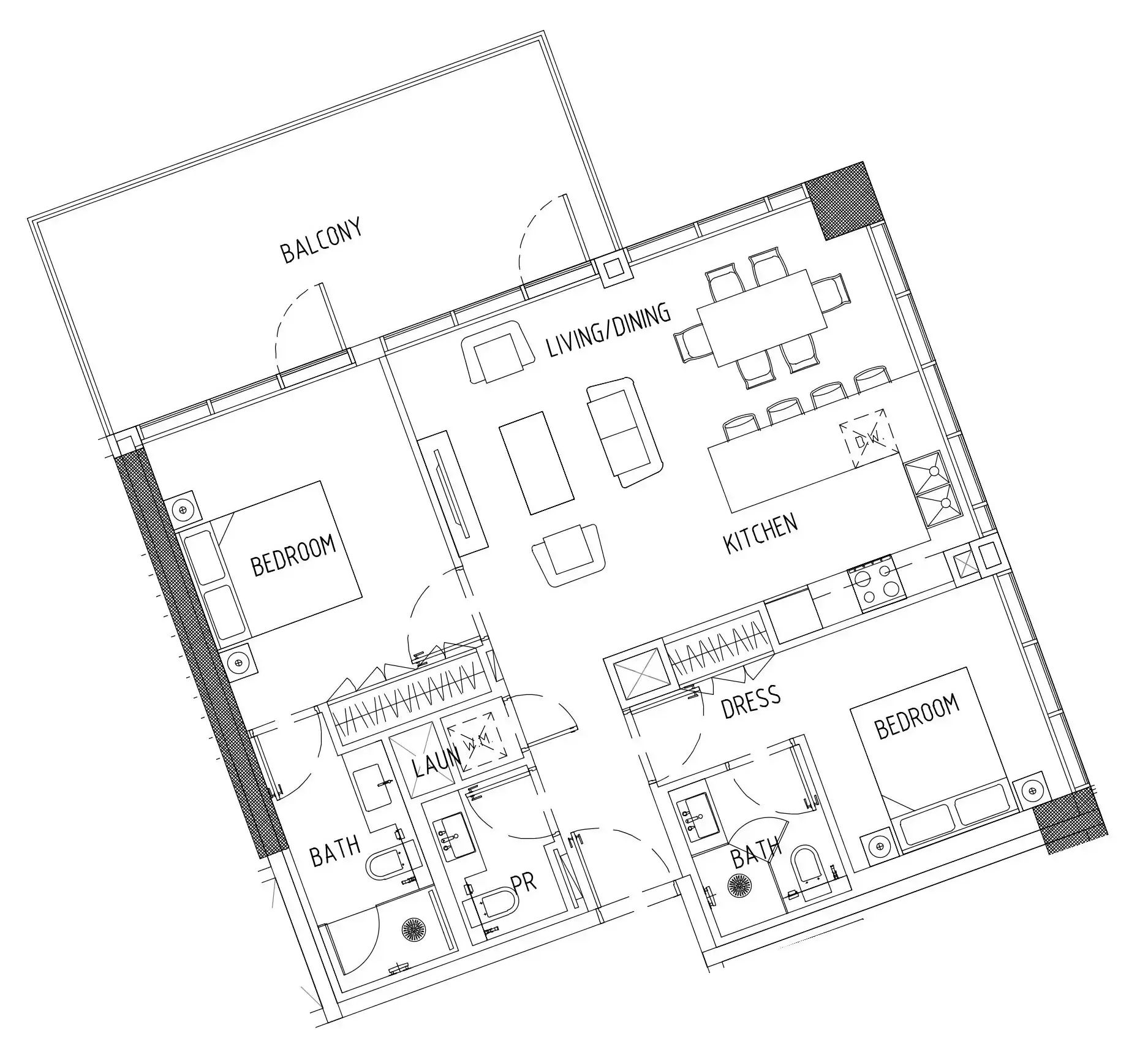2 bedroom Apartments floor plan at Damac District