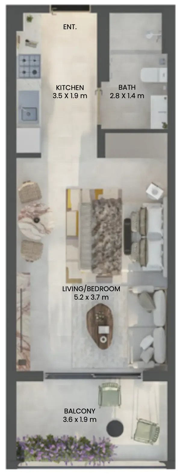 0 bedroom Apartments floor plan at Weybridge Gardens 2