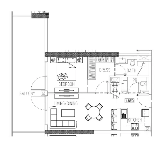 1 bedroom Apartments floor plan at Damac Riverside Views