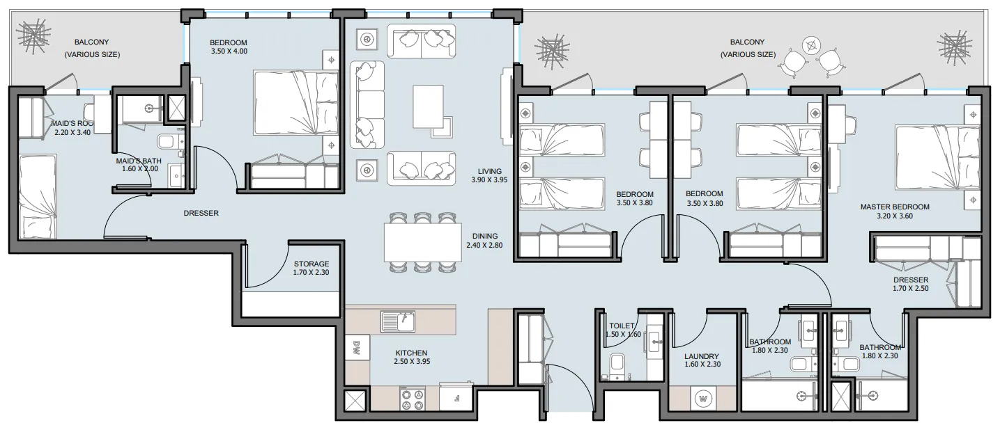 4 bedroom Apartments floor plan at The District