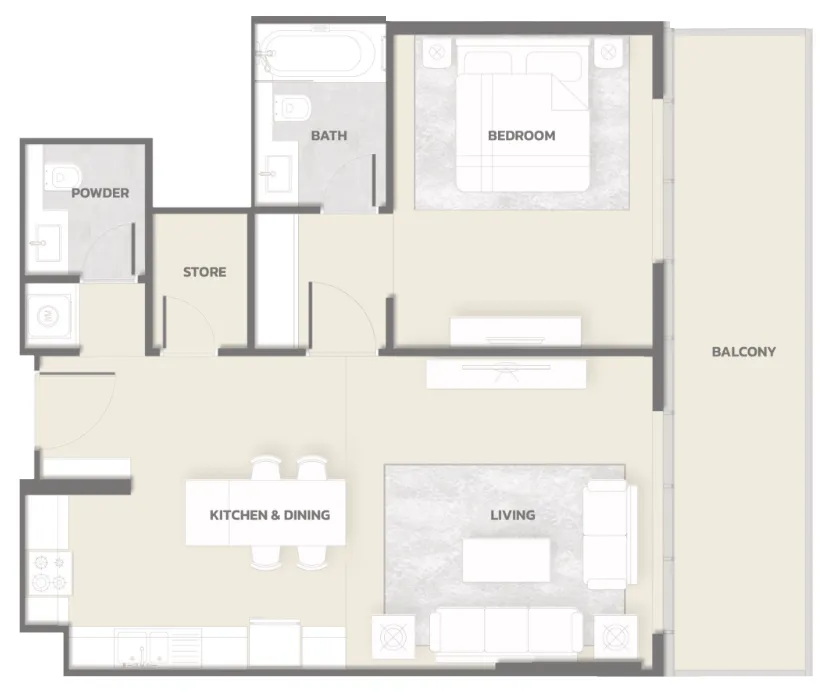 1 bedroom Apartments floor plan at Tonino Lamborghini Residences