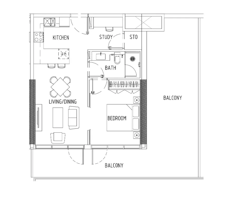 1 bedroom Apartments floor plan at Damac District
