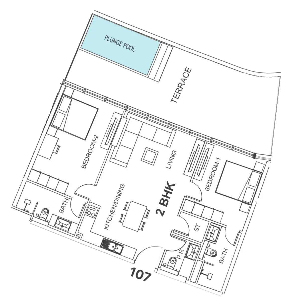 2 bedroom Apartments floor plan at Villa Del Garda