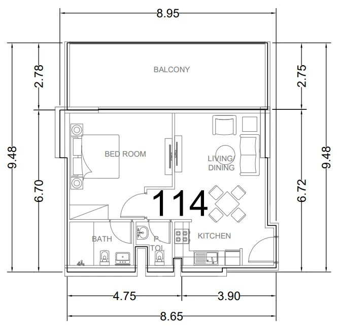 1 bedroom Apartments floor plan at AG Ark