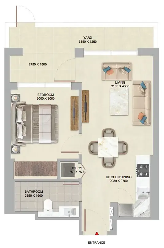 1 bedroom Apartments floor plan at The Woods at Sobha Sanctuary