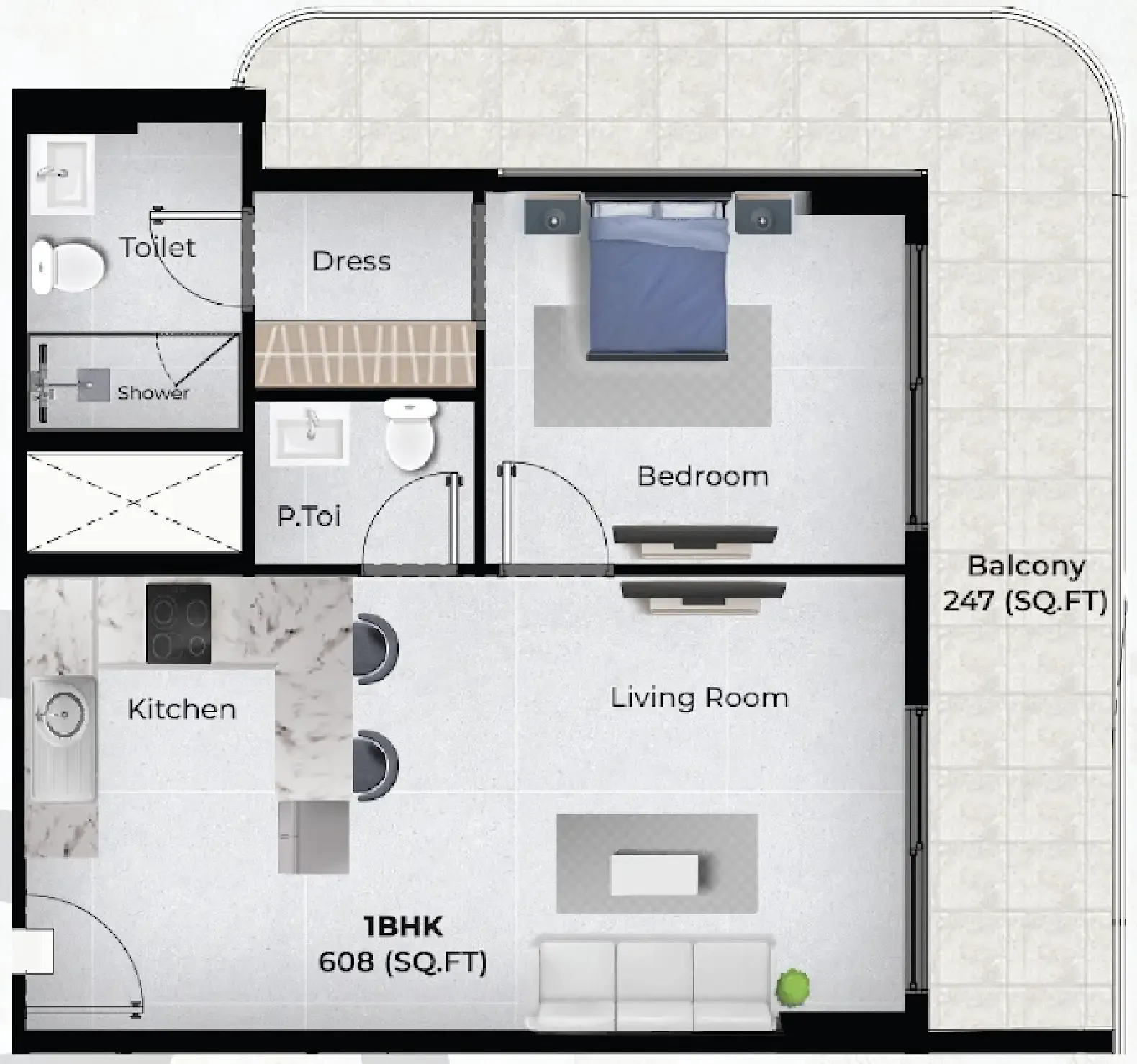 1 bedroom Apartments floor plan at Chapter 02 by Newbury