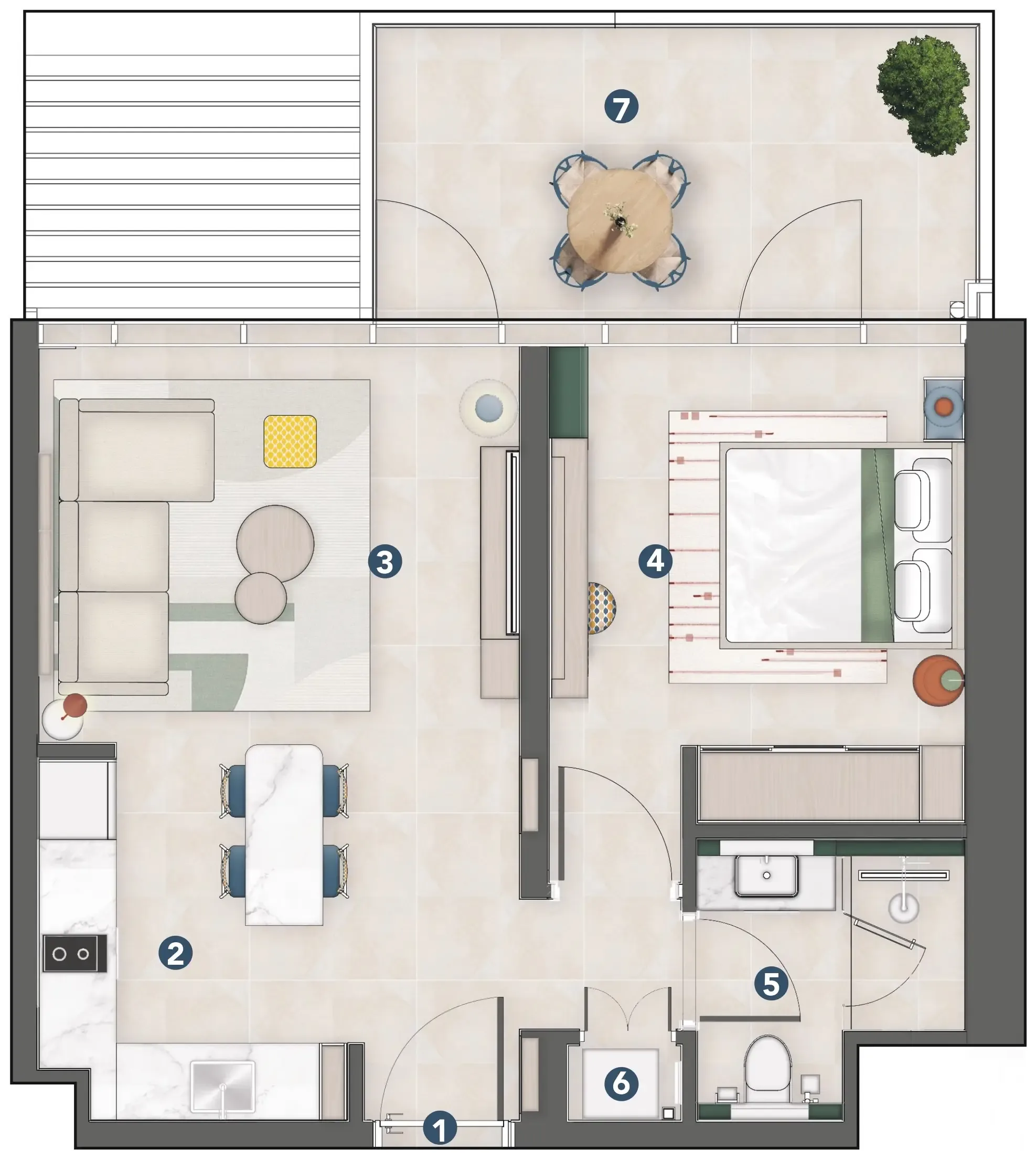 1 bedroom Apartments floor plan at Rove Home Meydan Horizon