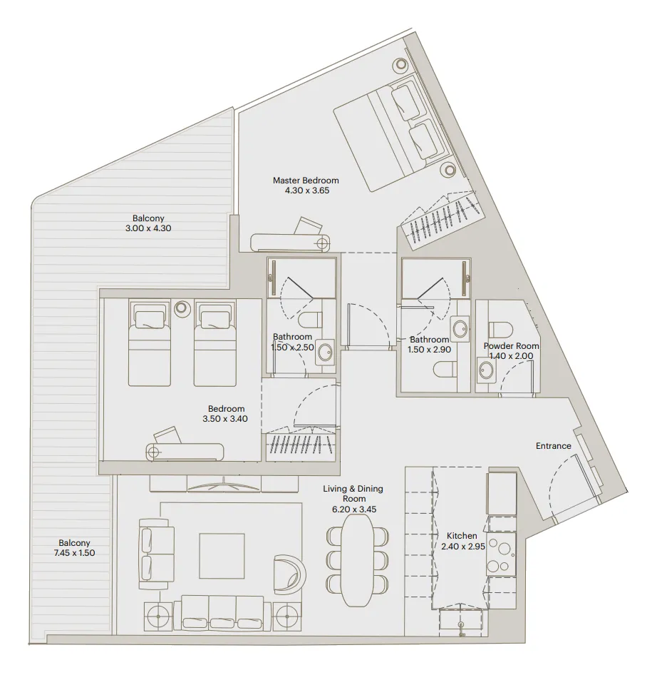 2 bedroom Apartments floor plan at Eleve
