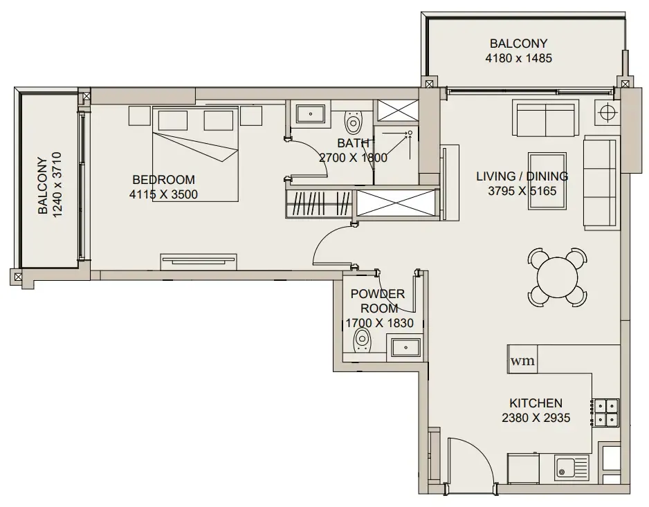 1 bedroom Apartments floor plan at Nirvana Residences 1