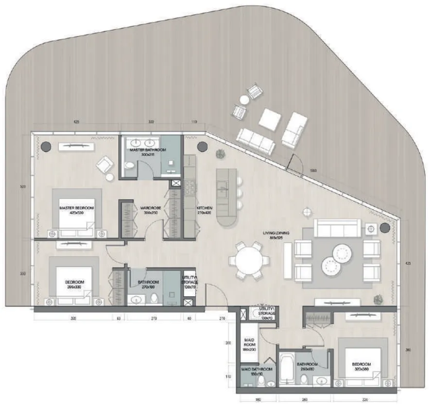 3.5 bedroom Penthouse floor plan at Quattro Del Mar