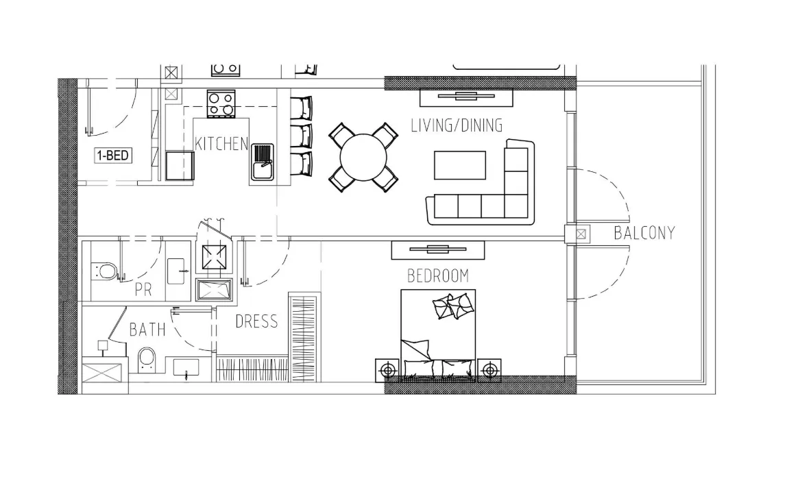 1 bedroom Apartments floor plan at Damac Riverside Views