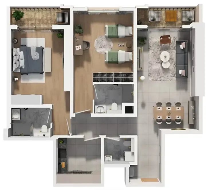 2 bedroom Apartments floor plan at Barajeel Towers