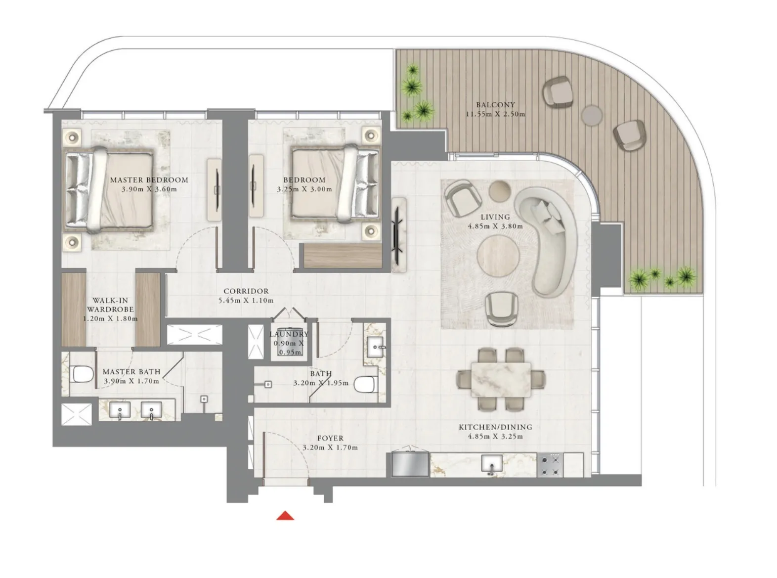 2 bedroom Apartments floor plan at Seapoint