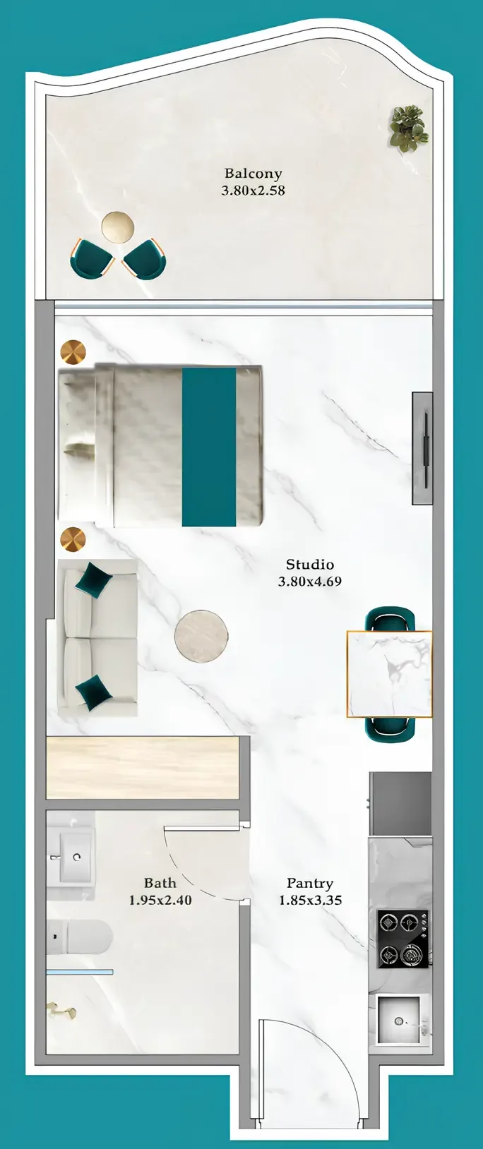 0 bedroom Apartments floor plan at Breez