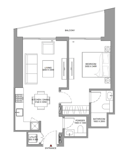 1 bedroom Apartments floor plan at The Serene at Sobha Central