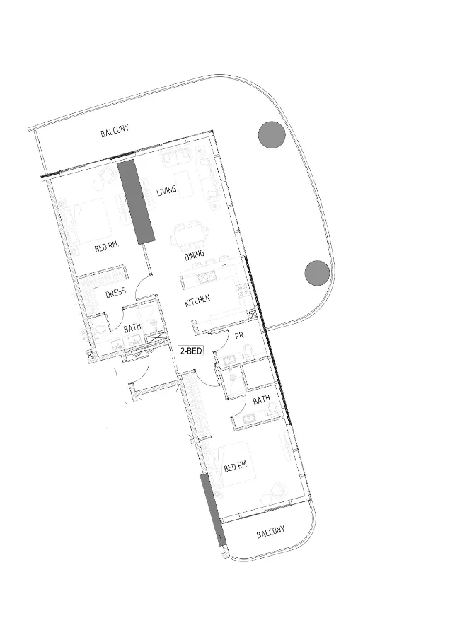 3 bedroom Apartments floor plan at Damac Bay 2