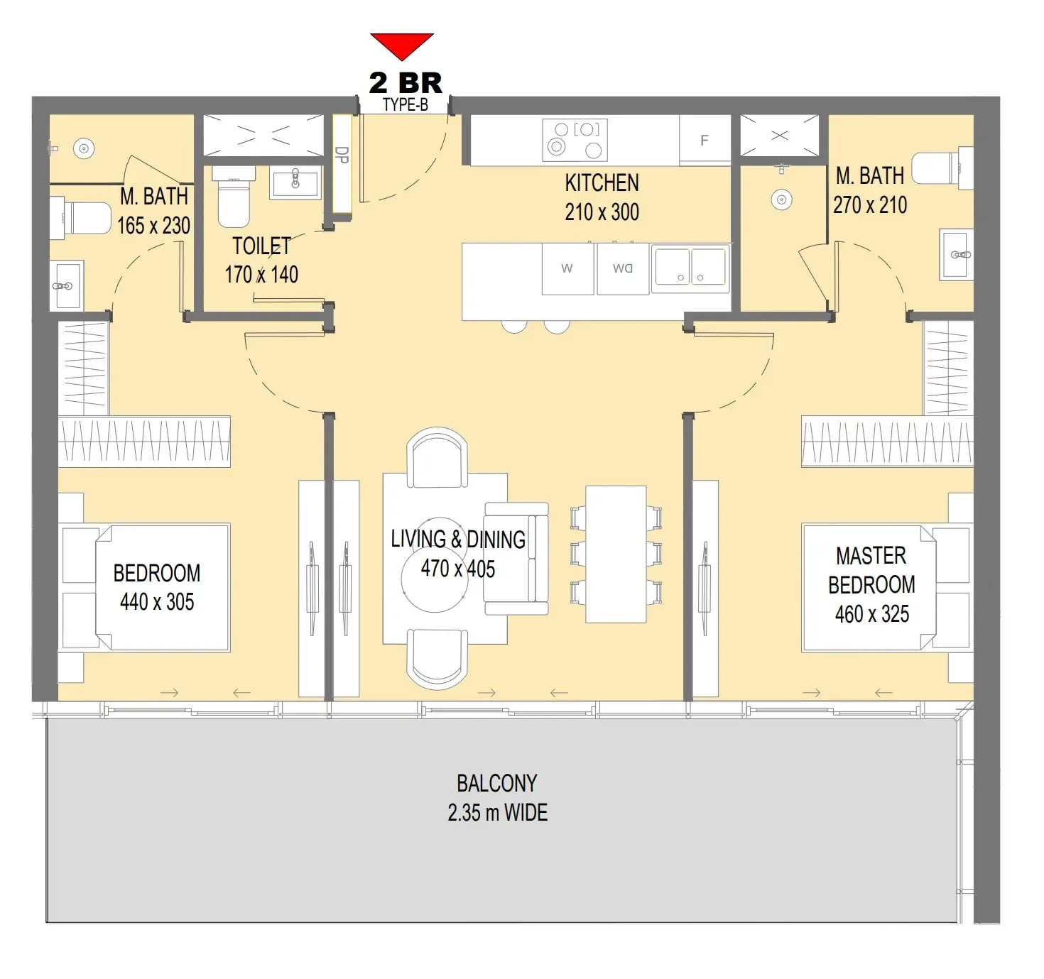 2 bedroom Apartments floor plan at Sensi