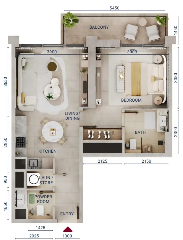 1 bedroom Apartments floor plan at Mirdad