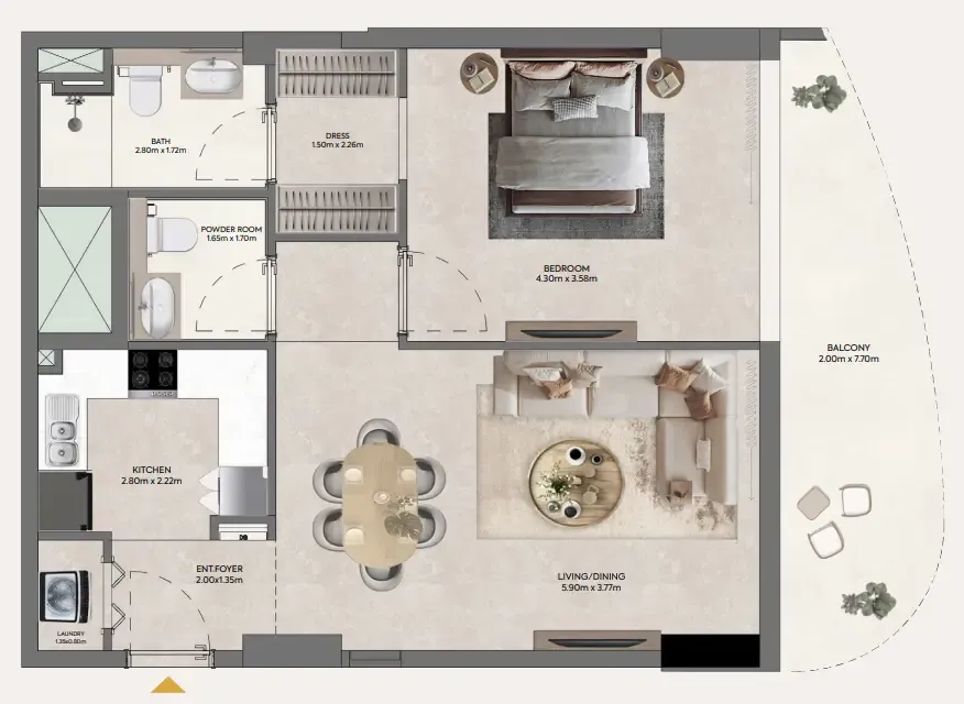 1 bedroom Apartments floor plan at Hermina by Casagrand