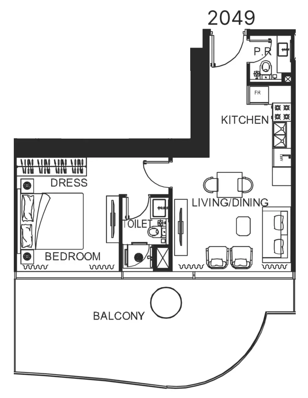 1 bedroom Apartments floor plan at The WOW Tower