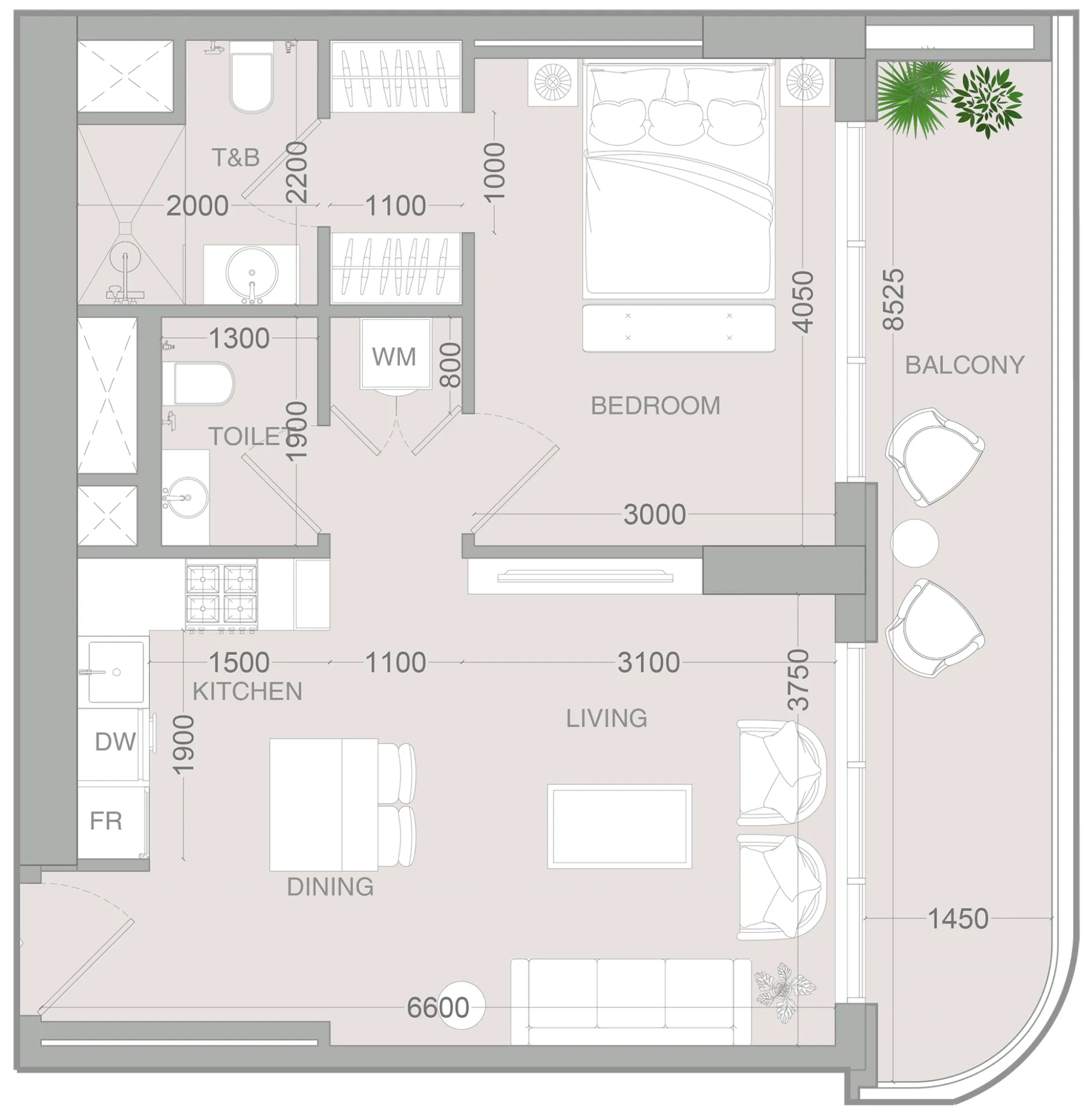 1 bedroom Apartments floor plan at ALTA V1EW