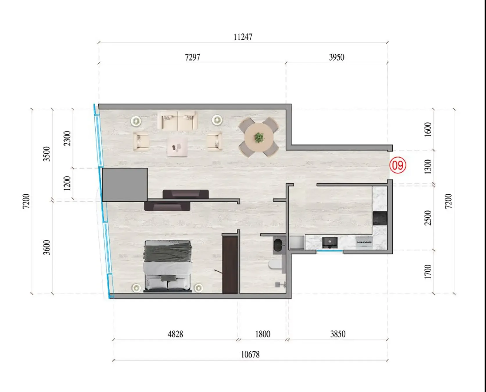 1 bedroom Apartments floor plan at Al Ghaf Tower