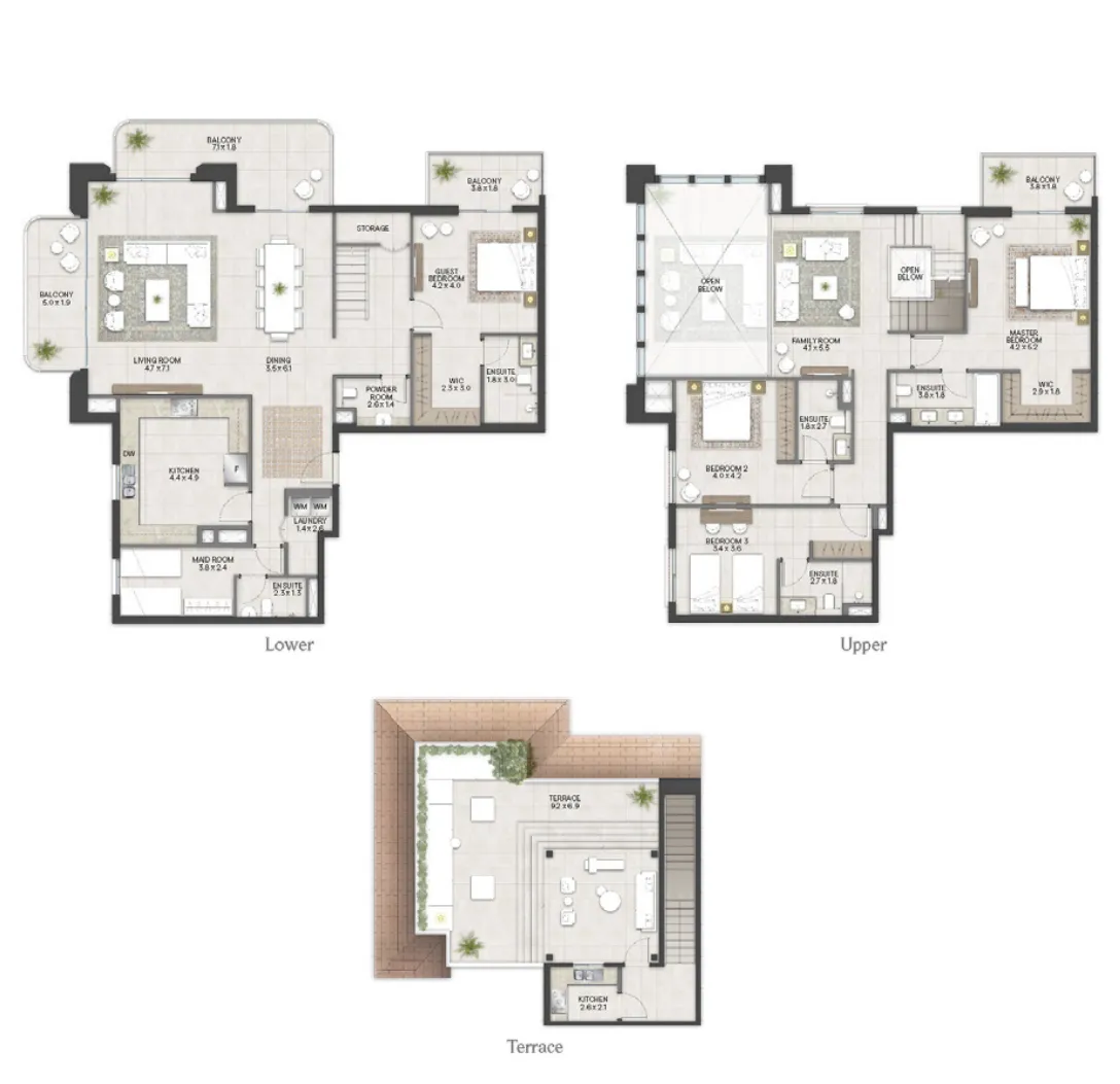 4 bedroom Penthouse floor plan at Bloom Living - Alhambra