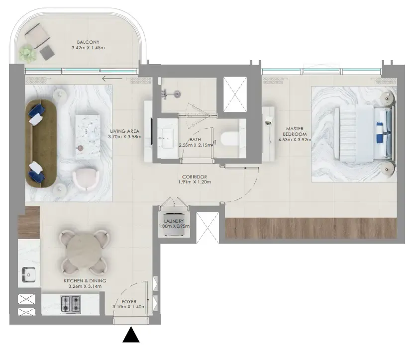 1 bedroom Apartments floor plan at Baystar by Vida