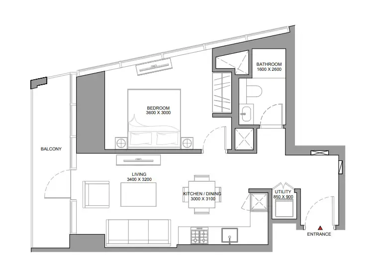 1 bedroom Apartments floor plan at The Serene at Sobha Central
