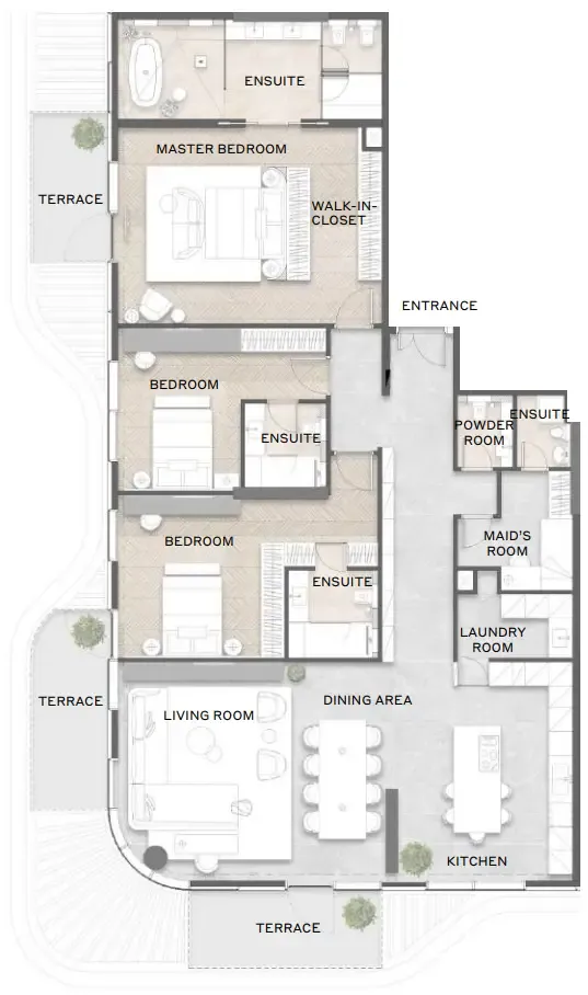 3 bedroom Penthouse floor plan at Avida Residences