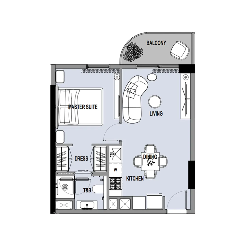 1 bedroom Apartments floor plan at Verso