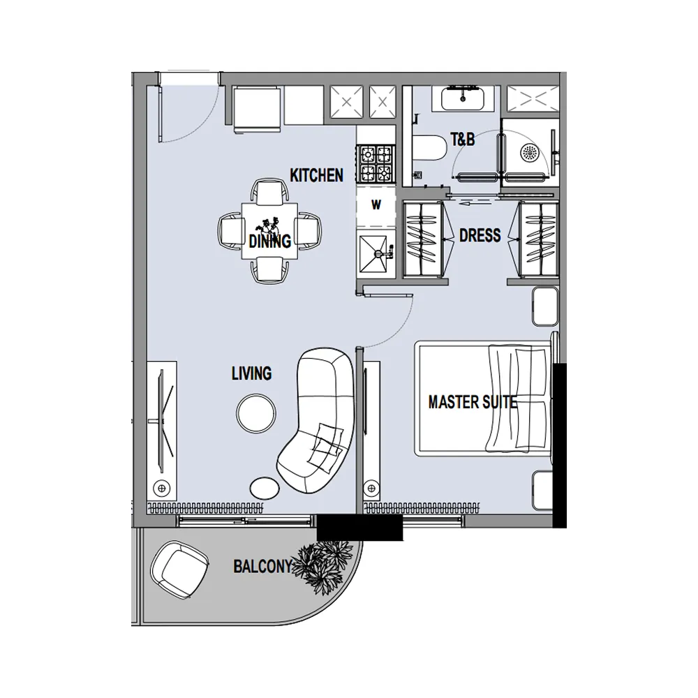1 bedroom Apartments floor plan at Verso