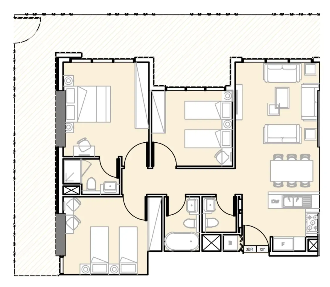 3 bedroom Apartments floor plan at Verdana III