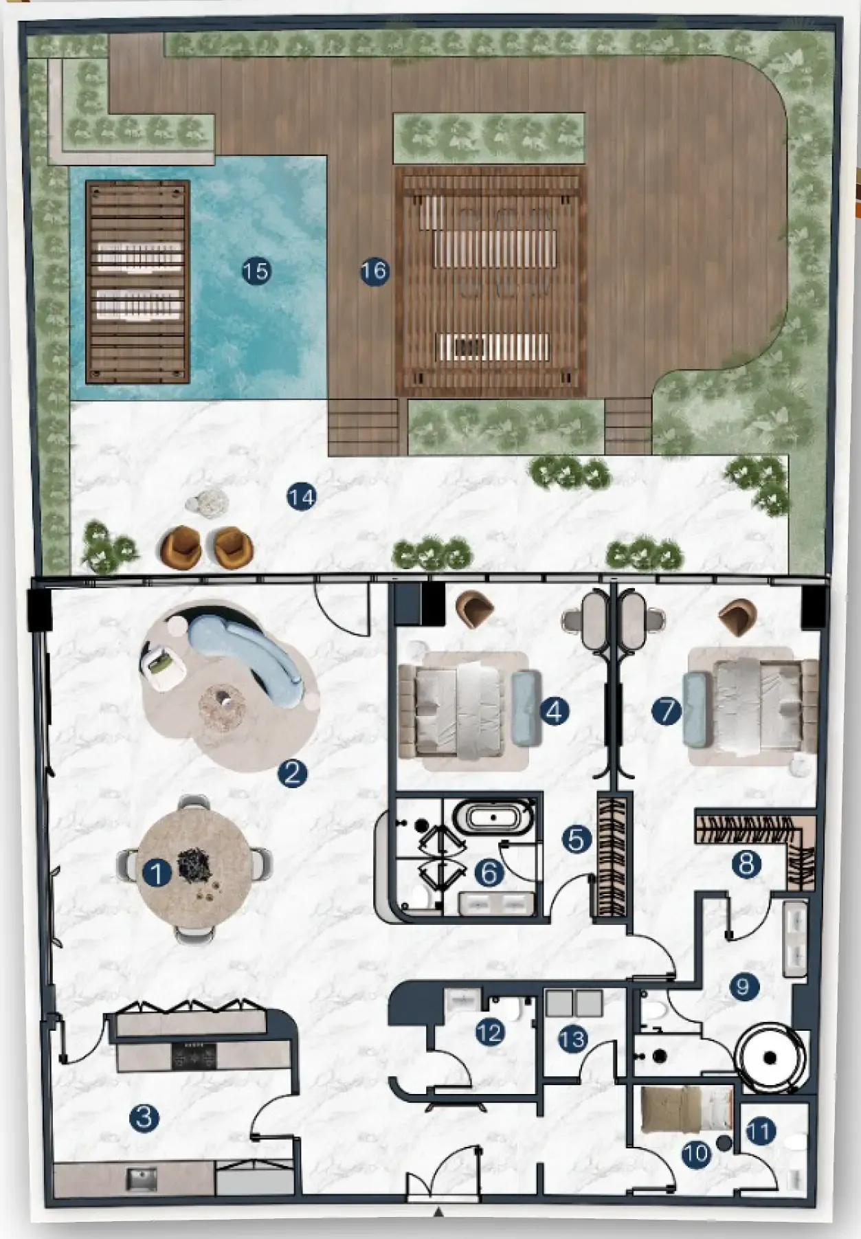 2 bedroom Villa floor plan at La Mazzoni