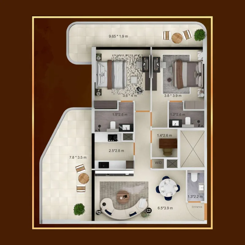 2.5 bedroom Apartments floor plan at Symbolic Zen Residences