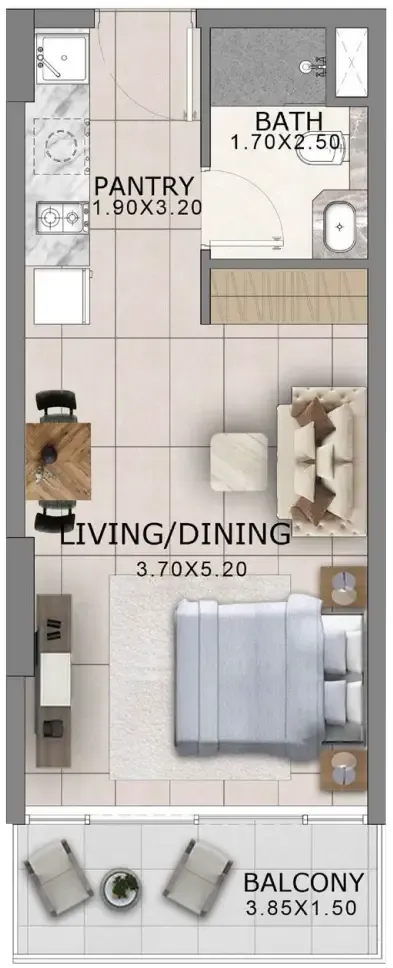 0 bedroom Apartments floor plan at Arlington Park 2
