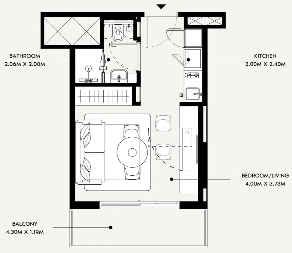 0 bedroom Apartments floor plan at Azizi David